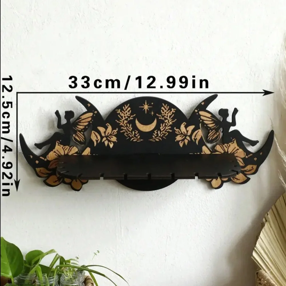 NEW! Double Fairy with the Moon Crystal & Gemstone Wall Mounted Display Shelf!